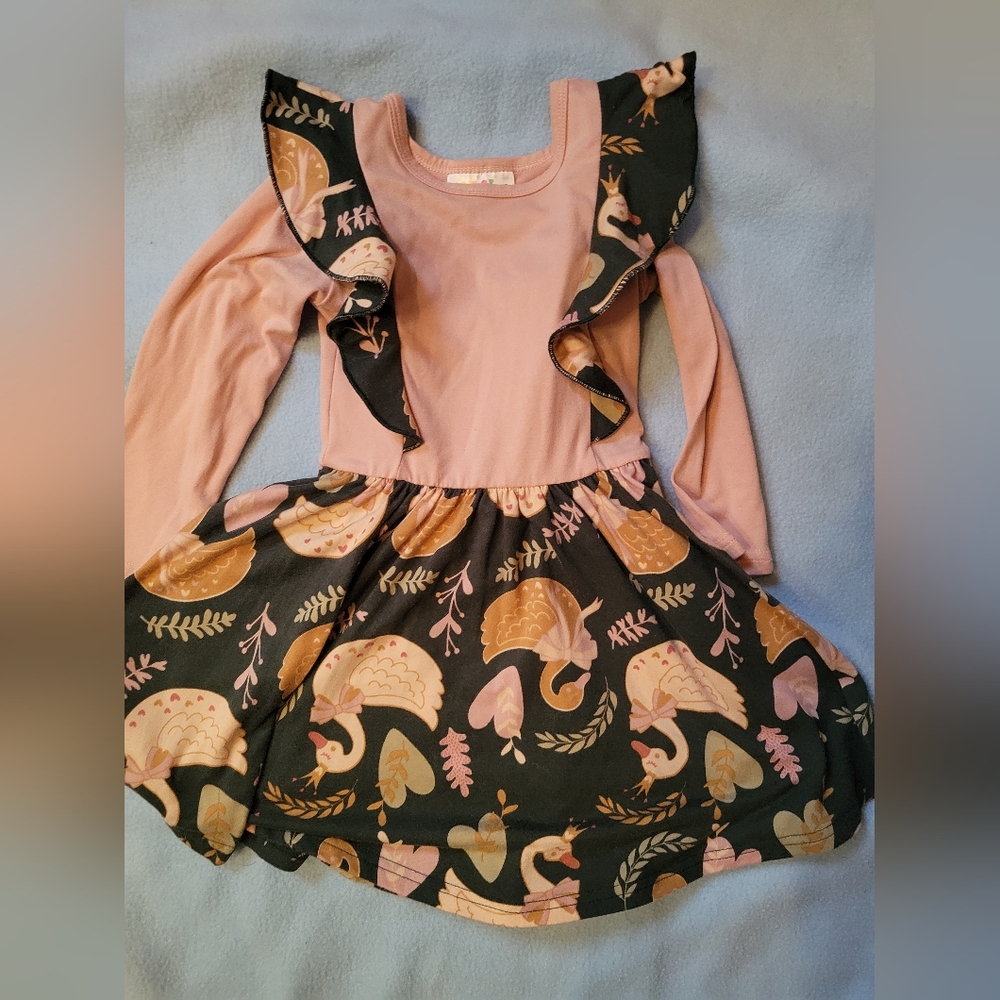 (2/$15)Dot Dot Smile, Princess Swan Dress, 2T